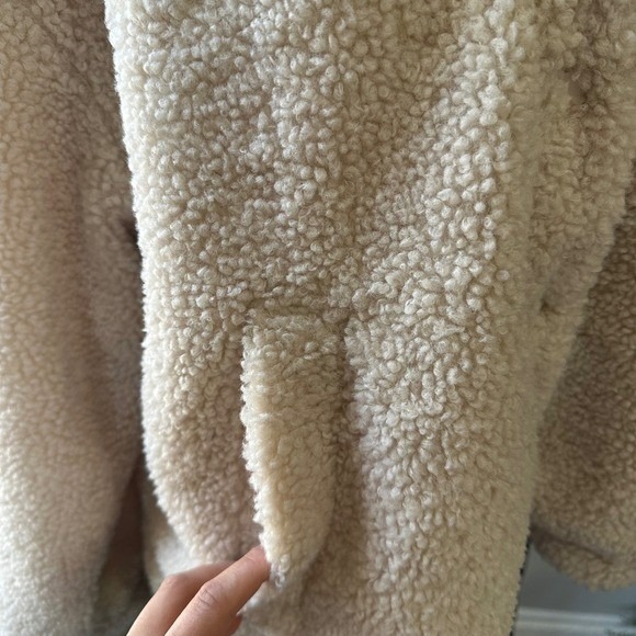 ASOS Desing womens‎ beige cream teddy fleece snap front jacket Sz 6 - Picture 2 of 11
